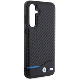 BMW Leather Carbon dėklas Samsung Galaxy S23 FE - juodas