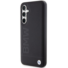 BMW Leather Hot Stamp dėklas, skirtas Samsung Galaxy S23 FE - juodas