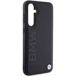 BMW Leather Hot Stamp dėklas, skirtas Samsung Galaxy S23 FE - juodas