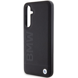 BMW Leather Hot Stamp dėklas, skirtas Samsung Galaxy S23 FE - juodas