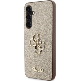 Guess Glitter Script Big 4G dėklas, skirtas Samsung Galaxy S23 FE - auksinis
