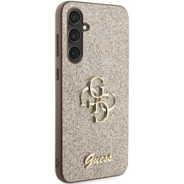 Guess Glitter Script Big 4G dėklas, skirtas Samsung Galaxy S23 FE - auksinis