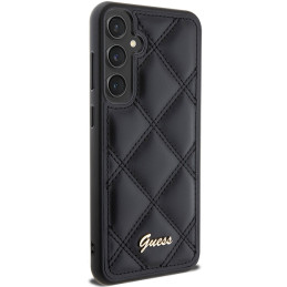 Guess Quilted Metal Logo dėklas, skirtas Samsung Galaxy S23 FE - juodas