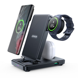 Joyroom JR-WQS01 Samsung Galaxy USB-C 4in1 įkrovimo stotelė sulankstoma + USB-A - USB-C laidas - juodas