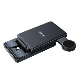Joyroom JR-WQS01 Samsung Galaxy USB-C 4in1 įkrovimo stotelė sulankstoma + USB-A - USB-C laidas - juodas