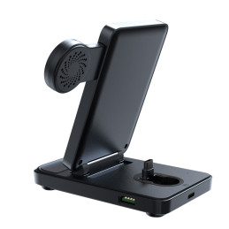 Joyroom JR-WQS01 Samsung Galaxy USB-C 4in1 įkrovimo stotelė sulankstoma + USB-A - USB-C laidas - juodas