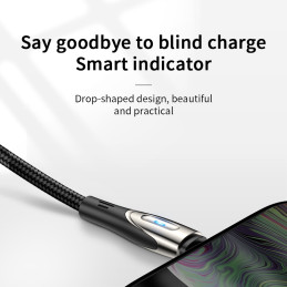 Joyroom Sharp Series S-M411 USB-A / Micro USB 3A kabelis 1,2 m su įkrovimo indikatoriumi – juodas