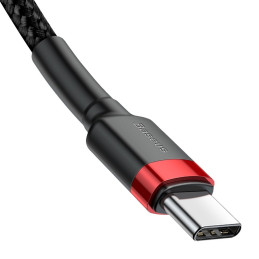 Baseus CATKLF-G91 USB-C - USB-C PD QC kabelis 60W 3A 480Mb/ s 1m - juoda ir raudona