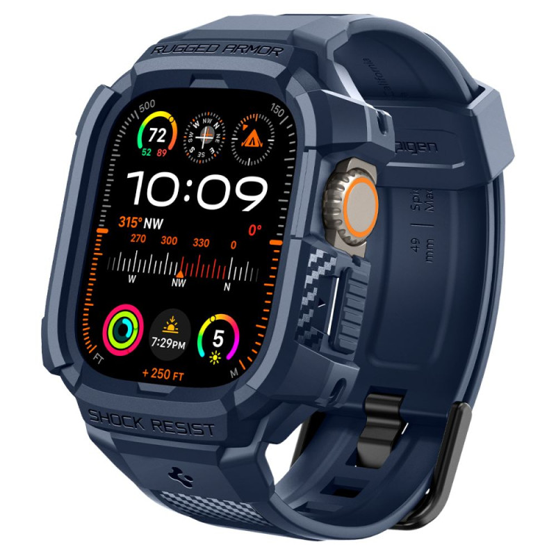 Spigen Rugged Armor Pro dėklas, skirtas Apple Watch Ultra 1/ 2 (49 mm) – tamsiai mėlynas