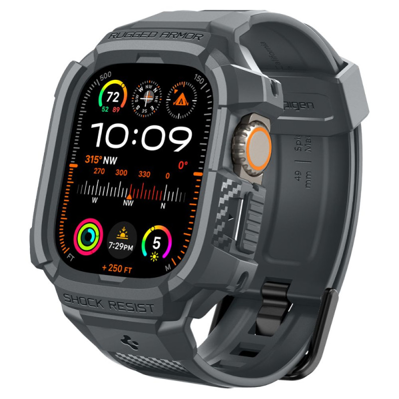 „Spigen Rugged Armor Pro“ dėklas, skirtas „Apple Watch Ultra 1/ 2“ (49 mm) – tamsiai pilkas
