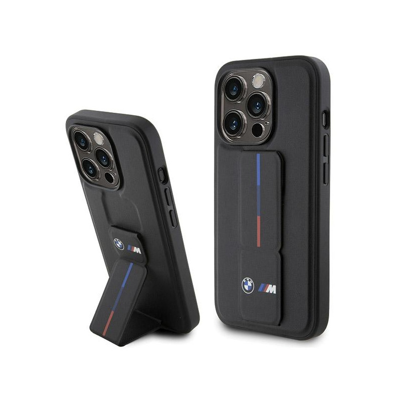 BMW Grip Hot Stamp dėklas iPhone 15 Pro - juodas