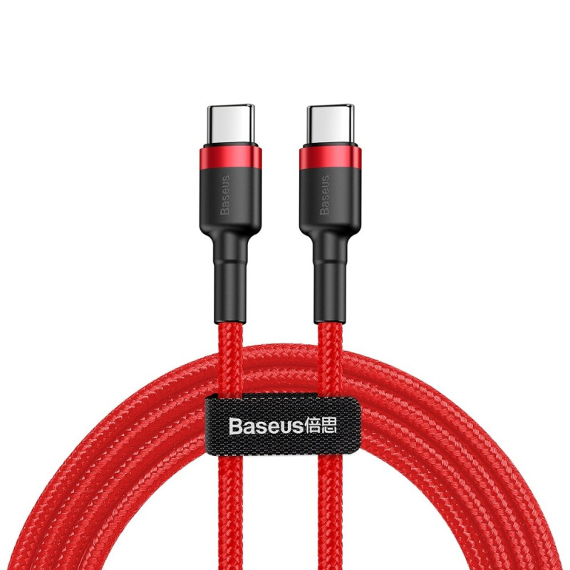 Baseus CATKLF-H09 USB-C – USB-C PD QC kabelis 60W 3A 480Mb/ s 2m – raudonas