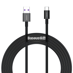 „Baseus Superior“ laidas USB – C tipo USB 66 W (11 V / 6 A) Huawei SuperCharge SCP 2 m juodas (CATYS-A01)