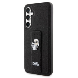 Karl Lagerfeld Gripstand Saffiano Karl&Choupette Pins dėklas, skirtas Samsung Galaxy S23 FE - juodas