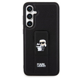 Karl Lagerfeld Gripstand Saffiano Karl&Choupette Pins dėklas, skirtas Samsung Galaxy S23 FE - juodas