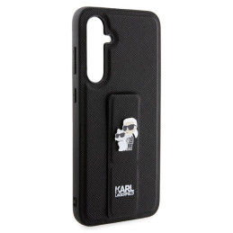 Karl Lagerfeld Gripstand Saffiano Karl&Choupette Pins dėklas, skirtas Samsung Galaxy S23 FE - juodas