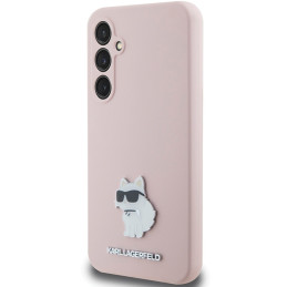 Karl Lagerfeld Silicone Choupette Metal Pin dėklas Samsung Galaxy S23 FE - rožinis