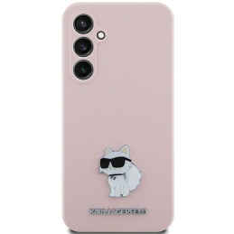 Karl Lagerfeld Silicone Choupette Metal Pin dėklas Samsung Galaxy S23 FE - rožinis