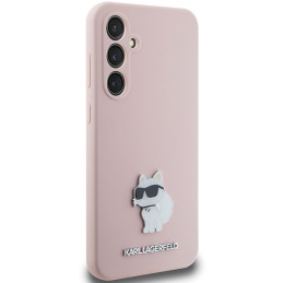 Karl Lagerfeld Silicone Choupette Metal Pin dėklas Samsung Galaxy S23 FE - rožinis