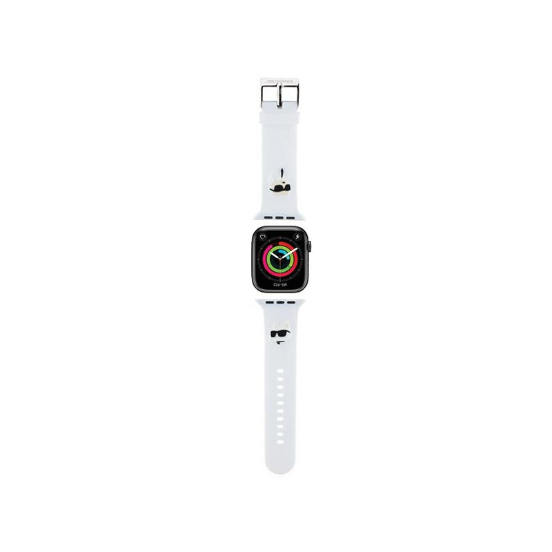 Karl Lagerfeld 3D guminis Karl&Choupette Heads dirželis Apple Watch 38/ 40/ 41mm - baltas