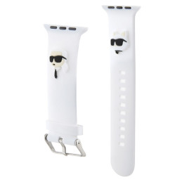 Karl Lagerfeld 3D guminis Karl&Choupette Heads dirželis Apple Watch 38/ 40/ 41mm - baltas