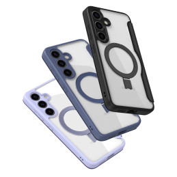 Dux Ducis Skin X Pro dėklas, skirtas Samsung Galaxy S24 su MagSafe, atvartu ir stovu - violetinė