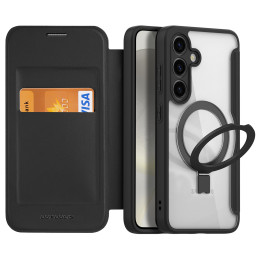 Dux Ducis Skin X Pro dėklas, skirtas Samsung Galaxy S24+ su MagSafe, atvartu ir stovu - juodas