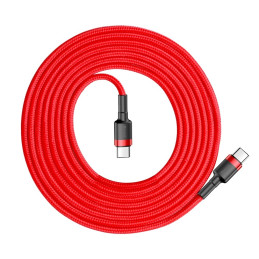 Baseus CATKLF-H09 USB-C – USB-C PD QC kabelis 60W 3A 480Mb/ s 2m – raudonas