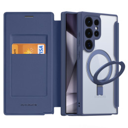 Dux Ducis Skin X Pro dėklas, skirtas Samsung Galaxy S24 Ultra su MagSafe, atvartu ir stovu - mėlynas