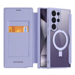 Dux Ducis Skin X Pro dėklas, skirtas Samsung Galaxy S24 Ultra su MagSafe, atvartu ir stovu - violetinė