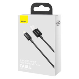 „Baseus Superior“ USB laidas – „Lightning 2,4 A“ 2 m juodas (CALYS-C01)