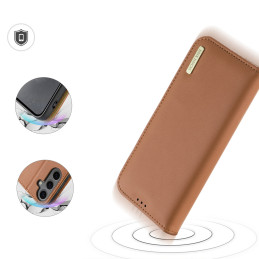Dux Ducis Hivo dėklas su atvartu ir RFID blokatoriumi Samsung Galaxy S24+ - rudas