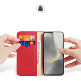 Dux Ducis Hivo dėklas su atvartu ir RFID blokatoriumi Samsung Galaxy S24+ - raudonas