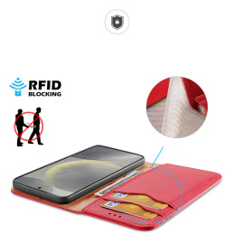 Dux Ducis Hivo dėklas su atvartu ir RFID blokatoriumi Samsung Galaxy S24+ - raudonas