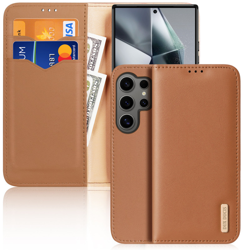 Dux Ducis Hivo dėklas su atvartu ir RFID blokavimu Samsung Galaxy S24 Ultra - rudas