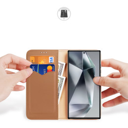 Dux Ducis Hivo dėklas su atvartu ir RFID blokavimu Samsung Galaxy S24 Ultra - rudas