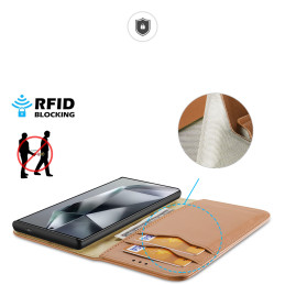 Dux Ducis Hivo dėklas su atvartu ir RFID blokavimu Samsung Galaxy S24 Ultra - rudas