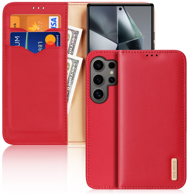 Dux Ducis Hivo dėklas su atvartu ir RFID blokavimu Samsung Galaxy S24 Ultra - raudonas
