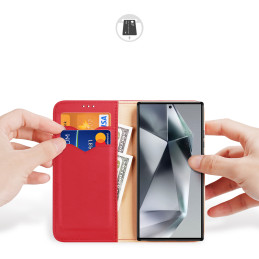 Dux Ducis Hivo dėklas su atvartu ir RFID blokavimu Samsung Galaxy S24 Ultra - raudonas