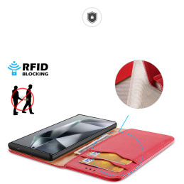 Dux Ducis Hivo dėklas su atvartu ir RFID blokavimu Samsung Galaxy S24 Ultra - raudonas