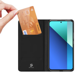 Dux Ducis Skin Pro dėklas su atvartu ir kortelės lizdu, skirtas Xiaomi Redmi Note 13 4G - juodas