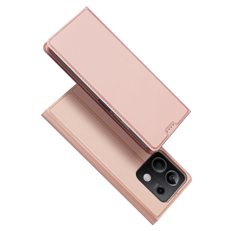 Dux Ducis Skin Pro dėklas su atvartu ir kortelės lizdu, skirtas Xiaomi Redmi Note 13 5G - rožinis