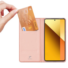 Dux Ducis Skin Pro dėklas su atvartu ir kortelės lizdu, skirtas Xiaomi Redmi Note 13 5G - rožinis