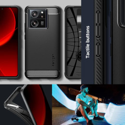 Spigen Rugged Armor dėklas, skirtas Xiaomi 13T / 13T Pro - matinė juoda
