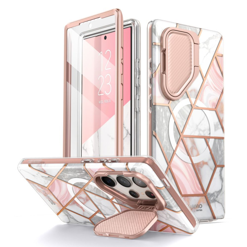 Cosmo Mag Supcase dėklas su MagSafe, skirtas Samsung Galaxy S24 Ultra - rožinis marmuras