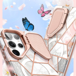 Cosmo Mag Supcase dėklas su MagSafe, skirtas Samsung Galaxy S24 Ultra - rožinis marmuras