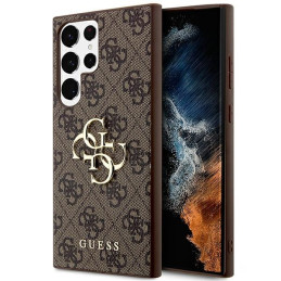 Guess 4G Big Metal Logo dėklas, skirtas Samsung Galaxy S24 Ultra - rudas