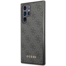 Guess 4G Metal Gold Logo dėklas, skirtas Samsung Galaxy S24 Ultra - juodas