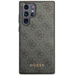 Guess 4G Metal Gold Logo dėklas, skirtas Samsung Galaxy S24 Ultra - juodas