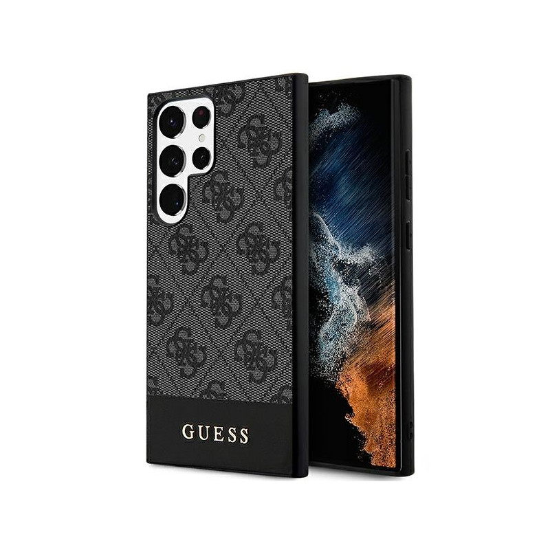 Guess 4G Stripe Collection dėklas, skirtas Samsung Galaxy S24 Ultra - juodas